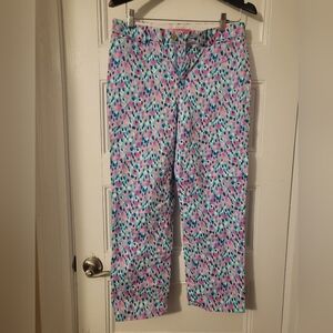 Lilly Pulitzer Vibrant Pink and Blue Hottie Dottie Diva Stretch Pant